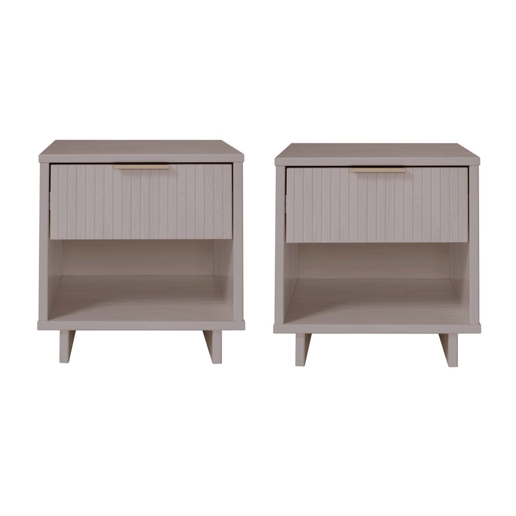 Manhattan Comfort Granville Modern 18" Nightstand in Light Gray (1-Drawer) - Set of 2