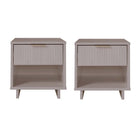 Manhattan Comfort Granville Modern 18" Nightstand in Light Gray (1-Drawer) - Set of 2