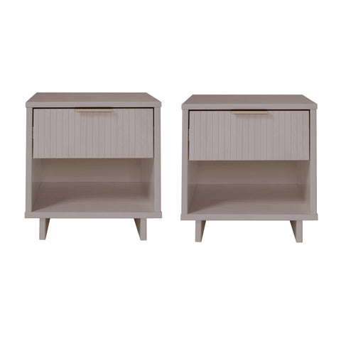Manhattan Comfort Granville Modern 18" Nightstand in Light Gray (1-Drawer) - Set of 2