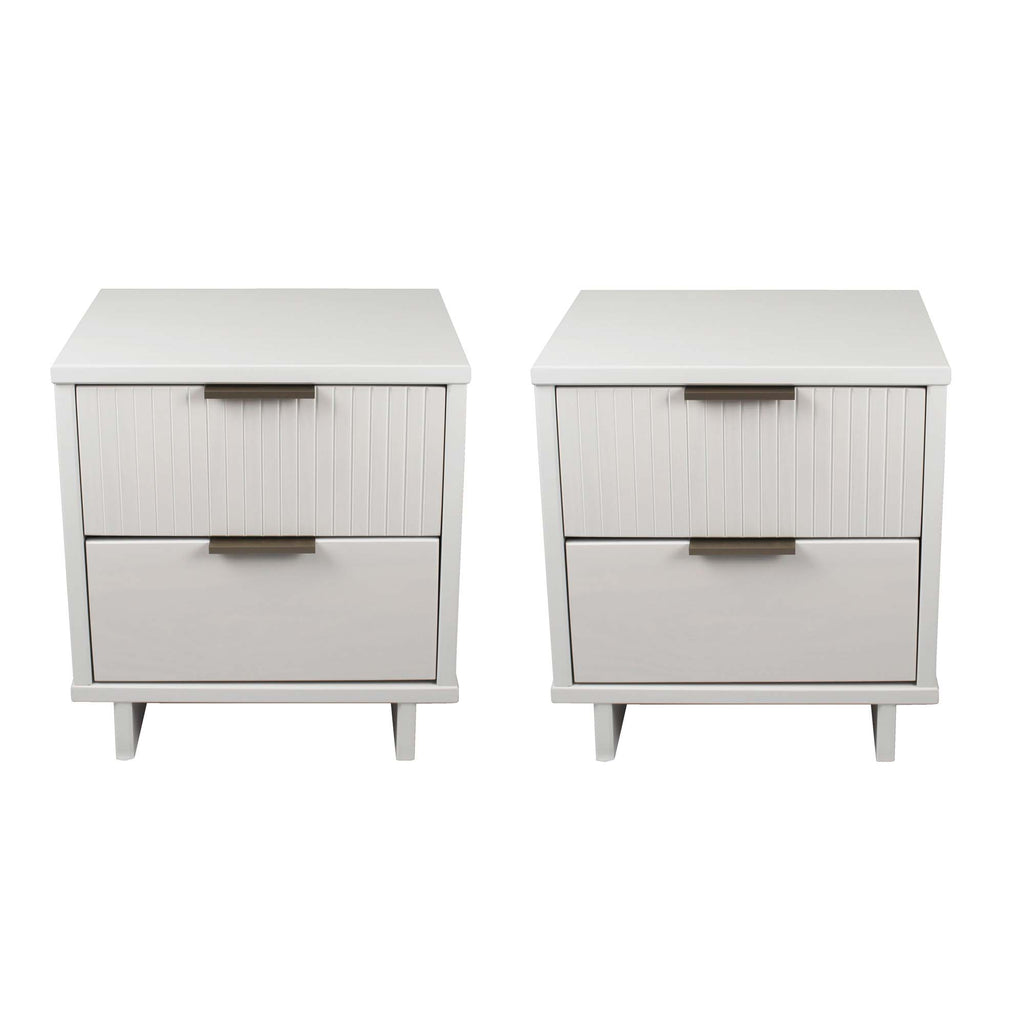 Manhattan Comfort Granville Modern 18" Nightstand in White (2-Drawer) - Set of 2