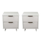 Manhattan Comfort Granville Modern 18" Nightstand in White (2-Drawer) - Set of 2