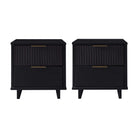 Manhattan Comfort Granville Modern 18" Nightstand in Black (2-Drawer) - Set of 2
