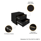 Manhattan Comfort Granville Modern 18" Nightstand in Black (2-Drawer) - Set of 2