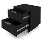 Manhattan Comfort Granville Modern 18" Nightstand in Black (2-Drawer) - Set of 2