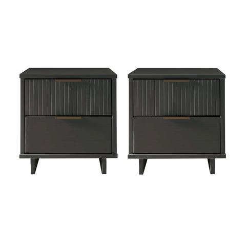 Manhattan Comfort Granville Modern 18" Nightstand in Charcoal Gray (2-Drawer) - Set of 2
