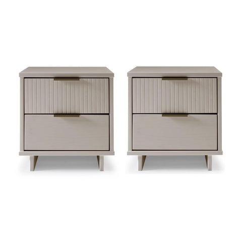 Manhattan Comfort Granville Modern 18" Nightstand in Light Gray (2-Drawer) - Set of 2