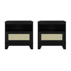 Manhattan Comfort Sheridan Mid-Century Modern 22" Nightstand in Black (1-Drawer) - Set of 2