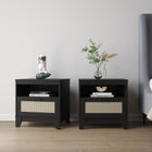 Manhattan Comfort Sheridan Mid-Century Modern 22" Nightstand in Black (1-Drawer) - Set of 2
