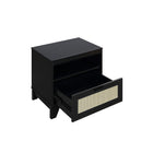 Manhattan Comfort Sheridan Mid-Century Modern 22" Nightstand in Black (1-Drawer) - Set of 2