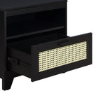 Manhattan Comfort Sheridan Mid-Century Modern 22" Nightstand in Black (1-Drawer) - Set of 2