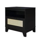 Manhattan Comfort Sheridan Mid-Century Modern 22" Nightstand in Black (1-Drawer) - Set of 2