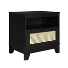 Manhattan Comfort Sheridan Mid-Century Modern 22" Nightstand in Black (1-Drawer) - Set of 2