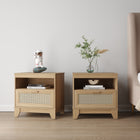 Manhattan Comfort Sheridan Mid-Century Modern 22" Nightstand in Natural (1-Drawer) - Set of 2