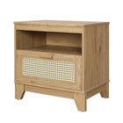 Manhattan Comfort Sheridan Mid-Century Modern 22" Nightstand in Natural (1-Drawer) - Set of 2