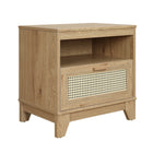 Manhattan Comfort Sheridan Mid-Century Modern 22" Nightstand in Natural (1-Drawer) - Set of 2