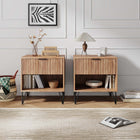 Manhattan Comfort Dumbo Modern 20" Fluted Nightstand in Golden Brown (1-Drawer) - Set of 2