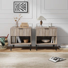 Manhattan Comfort Dumbo Modern 20" Fluted Nightstand in Rustic Gray (1-Drawer) - Set of 2
