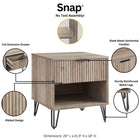 Manhattan Comfort Dumbo Modern 20" Fluted Nightstand in Rustic Gray (1-Drawer) - Set of 2