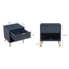 Manhattan Comfort Dumbo Modern 20" Fluted Nightstand in Midnight Blue (1-Drawer) - Set of 2