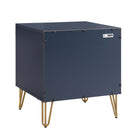 Manhattan Comfort Dumbo Modern 20" Fluted Nightstand in Midnight Blue (1-Drawer) - Set of 2