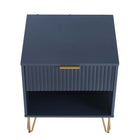 Manhattan Comfort Dumbo Modern 20" Fluted Nightstand in Midnight Blue (1-Drawer) - Set of 2