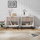 Manhattan Comfort Dumbo Modern 20" Fluted Nightstand in Rustic Gray and White (1-Drawer) - Set of 2