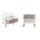 Manhattan Comfort Dumbo Modern 20" Fluted Nightstand in Rustic Gray and White (1-Drawer) - Set of 2