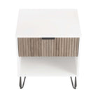 Manhattan Comfort Dumbo Modern 20" Fluted Nightstand in Rustic Gray and White (1-Drawer) - Set of 2