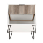Manhattan Comfort Dumbo Modern 20" Fluted Nightstand in Rustic Gray and White (1-Drawer) - Set of 2