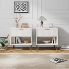 Manhattan Comfort Dumbo Modern 20" Fluted Nightstand in White (1-Drawer) - Set of 2