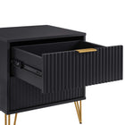 Manhattan Comfort Dumbo Modern 20" Fluted Nightstand in Black (2-Drawer) - Set of 2