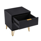 Manhattan Comfort Dumbo Modern 20" Fluted Nightstand in Black (2-Drawer) - Set of 2