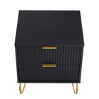 Manhattan Comfort Dumbo Modern 20" Fluted Nightstand in Black (2-Drawer) - Set of 2