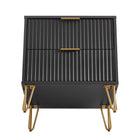 Manhattan Comfort Dumbo Modern 20" Fluted Nightstand in Black (2-Drawer) - Set of 2