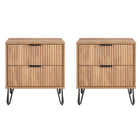 Manhattan Comfort Dumbo Modern 20" Fluted Nightstand in Golden Brown (2-Drawer) - Set of 2