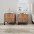 Manhattan Comfort Dumbo Modern 20" Fluted Nightstand in Golden Brown (2-Drawer) - Set of 2