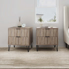 Manhattan Comfort Dumbo Modern 20" Fluted Nightstand in Rustic Gray (2-Drawer) - Set of 2