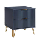 Manhattan Comfort Dumbo Modern 20" Fluted Nightstand in Midnight Blue (2-Drawer) - Set of 2