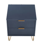 Manhattan Comfort Dumbo Modern 20" Fluted Nightstand in Midnight Blue (2-Drawer) - Set of 2