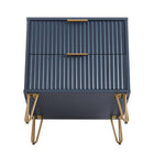 Manhattan Comfort Dumbo Modern 20" Fluted Nightstand in Midnight Blue (2-Drawer) - Set of 2