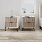 Manhattan Comfort Dumbo Modern 20" Fluted Nightstand in Rustic Gray and White (2-Drawer) - Set of 2