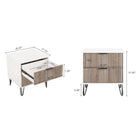 Manhattan Comfort Dumbo Modern 20" Fluted Nightstand in Rustic Gray and White (2-Drawer) - Set of 2