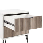 Manhattan Comfort Dumbo Modern 20" Fluted Nightstand in Rustic Gray and White (2-Drawer) - Set of 2