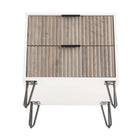 Manhattan Comfort Dumbo Modern 20" Fluted Nightstand in Rustic Gray and White (2-Drawer) - Set of 2
