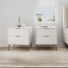 Manhattan Comfort Dumbo Modern 20" Fluted Nightstand in White (2-Drawer) - Set of 2