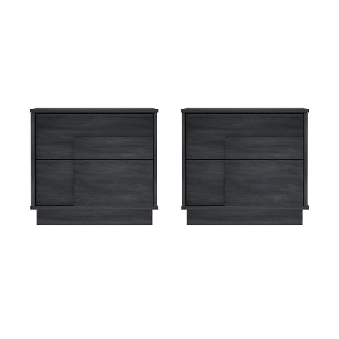 Manhattan Comfort Horizon Modern 22" Nightstand in Charcoal Gray (2-Drawer) - Set of 2