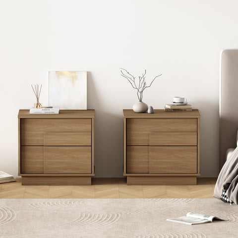 Manhattan Comfort Horizon Modern 22" Nightstand in Maple (2-Drawer) - Set of 2