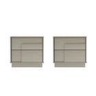 Manhattan Comfort Horizon Modern 22" Nightstand in Whitewashed Oak (2-Drawer) - Set of 2
