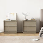 Manhattan Comfort Horizon Modern 22" Nightstand in Whitewashed Oak (2-Drawer) - Set of 2