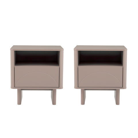 Manhattan Comfort Ella Modern 20" Nightstand in Mocha (1-Drawer) - Set of 2